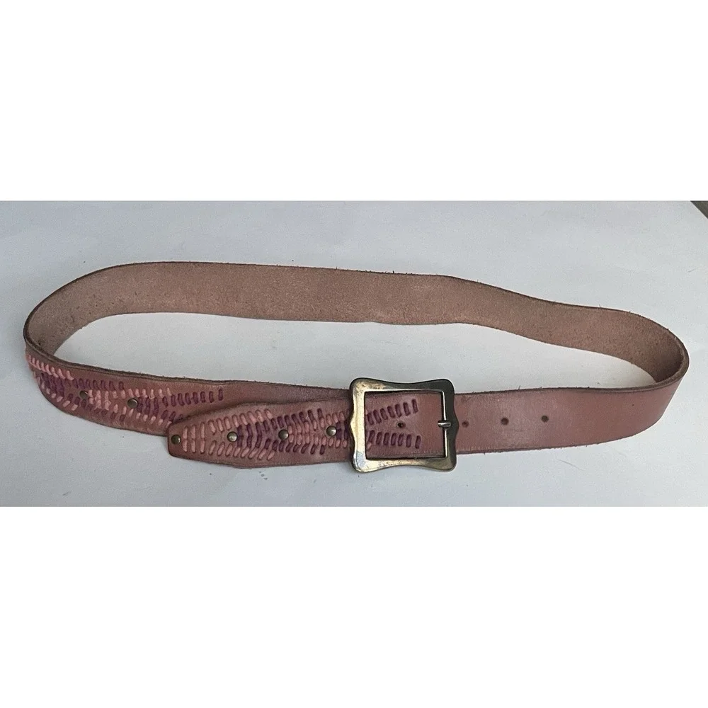 Lucky Brand Leather Belt Stitched Embroidery Size‎ L